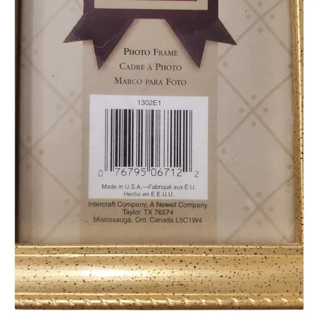 Vintage Intercraft 3x5 Gold Picture Frame Black Speckle